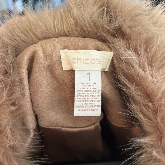 Chico’s Faux Fur & Suede Bolero Jacket Brown Boho Luxe Quiet Luxury Size 1 US 8 - Picture 6 of 9